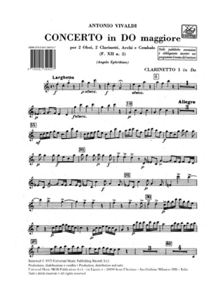 Concerto in Do Maggiore Per 2 Ob.e 2 Cl. RV559 F.XII/2 - VIVALDI